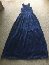 Maniju Dress Navy Heavy Lace Low Cut Women&#39;s Medium M Blue Sexy Formal Elegant - £49.31 GBP