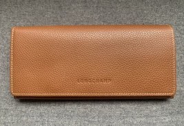 Longchamp Le Foulonne Veau Continental Leather Wallet ~NWT~ Cognac - £154.31 GBP