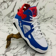 Men&#39;s Fila Cage Mid White | Blue | Red Sneakers - £119.90 GBP