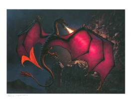 John E. Kaufmann SIGNED Fantasy Art Print ~ Red Dragon Attack - £19.33 GBP