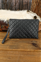 Black Quilted Leather Wallet Bag - $7.43