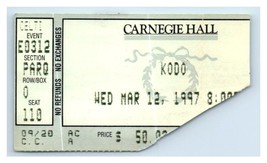 Kodo Concert Ticket Stub March 12 1997 Carnegie Music Hall New York City - £19.46 GBP