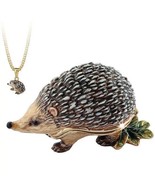 Hedgehog Trinket Box Pewter Enamel Secrets by Hidden Treasures with Pendant - $47.51