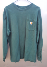 Carhartt Long Sleeve T-Shirt Pocket M Mens Regular Fit Workwear Faded Worn - £15.62 GBP