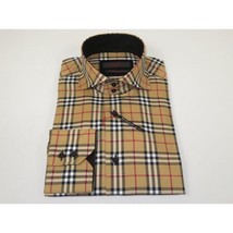 Men's AXXESS Turkey Sports Dress Shirt 100% Soft Cotton High Collar 724-21 Tan image 10