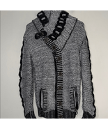 Chunky Knit Cardigan in Black and Gray with Shawl Collar - $53.83 CAD