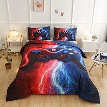 Gamer Gaming Bedding Sets Tie Dye Lightnings Gamepad Comforter Set For Boys Game - £54.34 GBP