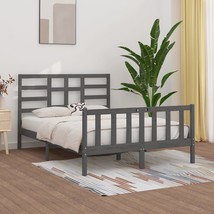 Bed Frame Grey Solid Wood 150x200 cm King Size - £110.45 GBP