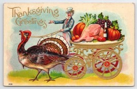 Thanksgiving Greetings Uncle Sam  With Turkey Golden Carriage Postcard V23 - £11.84 GBP