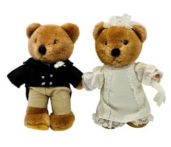 Dakin Bride Groom Brown Teddy Bear Plush Stuffed Animal Toy 7 inch Vintage 1985 - $18.69