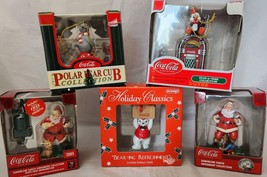 Lot 5 Vintage Coca Cola Sundblom Christmas Ornaments Santa Bear COKE  in boxes - $34.65