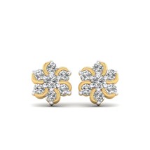 14K Jaune Plaqué Or Rond Moissanite Volutes Fleur Serti Boucles D&#39;Oreilles - £112.56 GBP