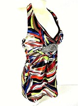 Charlotte Russe Women&#39;s Small sleeveless multi color BROACH halter top N... - £6.07 GBP