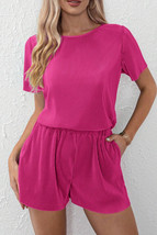Bright Pink Casual Pleated Short Two-piece Set - $254.02 MXN