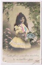 Postcard Young Girl With Basket Of Flowers Forget Me Not - £3.08 GBP