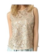 Rebecca Taylor Sleeveless Tan Silver Sequin Demi Peplum Silk Tank Blouse... - €42,87 EUR
