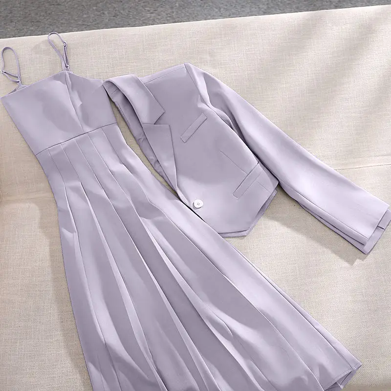 Nomikuma    Elegant Two Pieces Sets Long Sleeve Notched Collar Blazer Coat +  Wa - £160.54 GBP