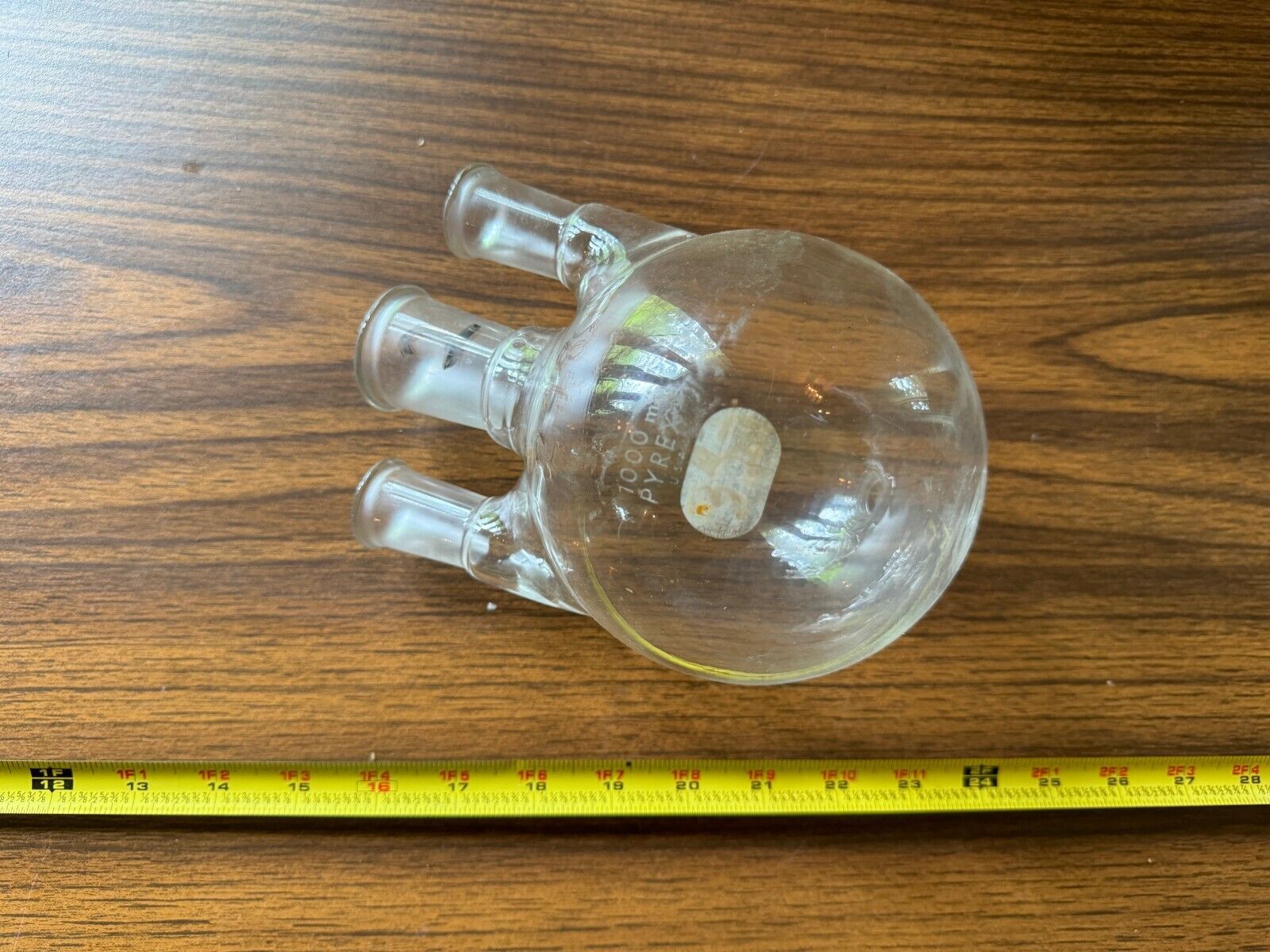 CORNING PYREX Glass 1000mL Vertical 3-Neck Round Bottom Flask 1L - $38.68