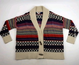 Forever 21 Size M/L Southwestern Aztec Print Knit Cardigan Sweater Shawl Collar - £18.90 GBP