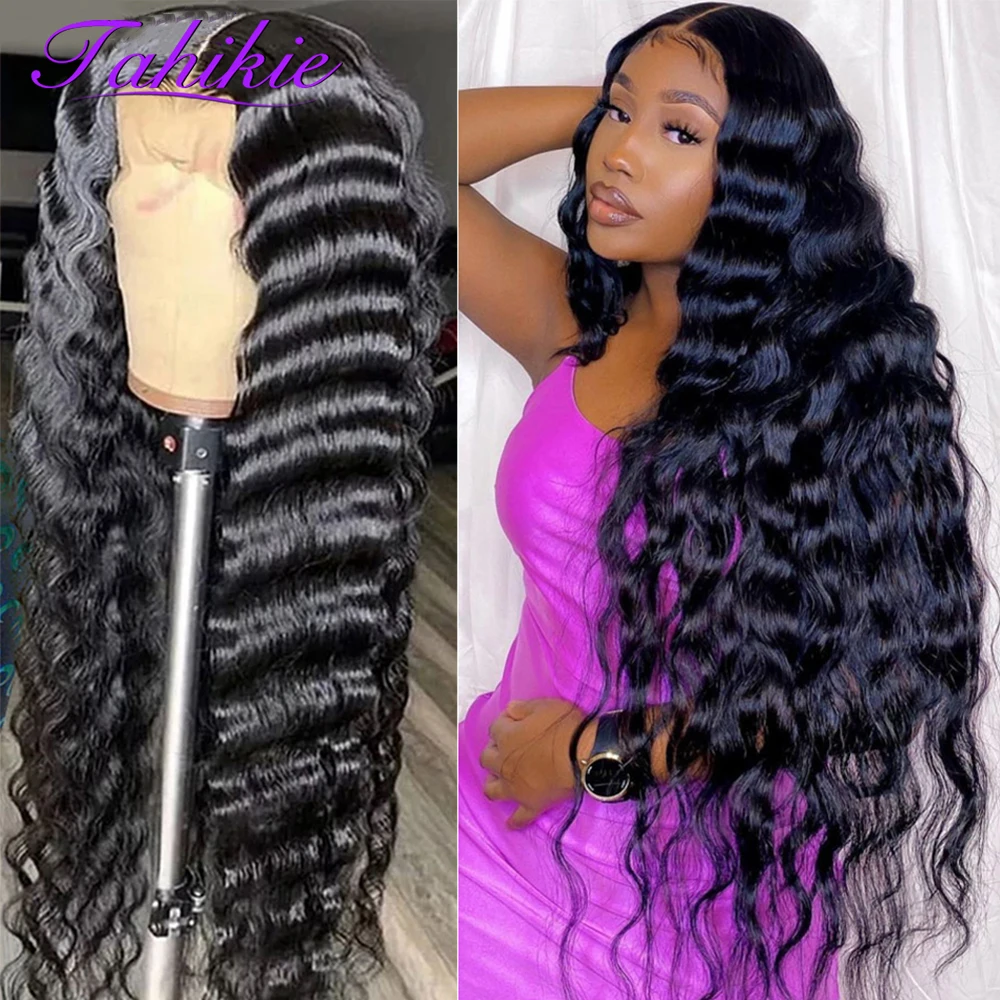 Tahikie 13x4 Loose Deep Wave Lace Frontal Wig 13x6 HD Transparent Lace Wigs F - £90.05 GBP+