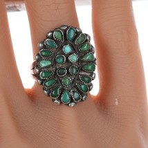 sz6.75 c1940&#39;s Zuni silver turquoise cluster ring - £187.01 GBP