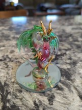 Dragon purple and green Figurine of Blown Glass Crystal 3&quot; - £23.19 GBP