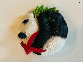 Panda Bear resin 2 sided anthropomorphic Animal Christmas ornament vtg holiday - £15.55 GBP