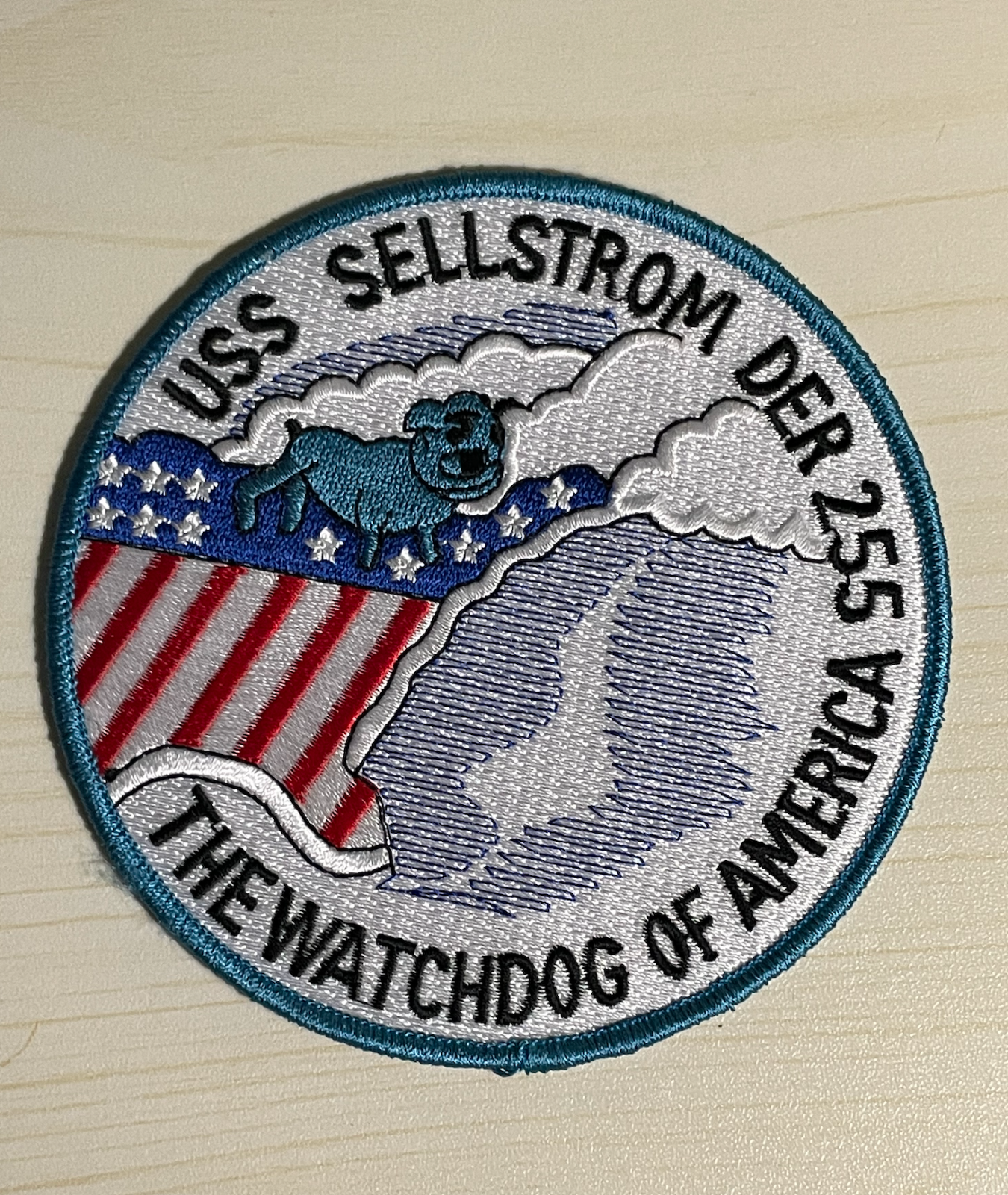 Primary image for 4.5" NAVY USS SELLSTROM DER-255 WATCHDOG AMERICA USA FLAG EMBROIDERED PATCH