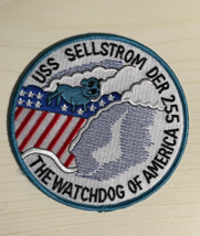 4.5&quot; NAVY USS SELLSTROM DER-255 WATCHDOG AMERICA USA FLAG EMBROIDERED PATCH - £23.17 GBP