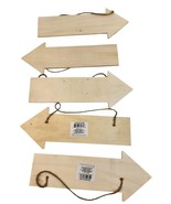 Set Of 5 Wooden Arrow Signs With Jute Hangers 12 x 4.75 inches Unfinished - $17.75