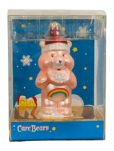 Glass Care Bears Christmas Tree Ornament Pink Rainbow 2005 Bedtime Bear - £7.74 GBP