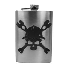 8oz Lineman with skull and cross tools hip flask L1 - £16.87 GBP