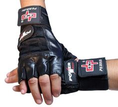 Fingerless Black Weight Lifting Leather Workout Gloves Size Large - $4.74