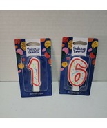 Bakery Crafts Number 1 &amp; 6 Birthday Candles lot 3in(7.6cm) - £3.88 GBP