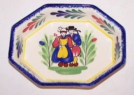 LOVELY PORNIC FRANCE FAIT MAIN PEASANT COUNTRY COUPLE 8-SIDED 6 1/2&quot; DIS... - £31.15 GBP