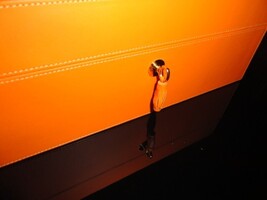Brizard Airflow Humidor in Racing Orange Leather with cutter and lighter NIB image 14