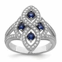 Brilliant Embers Silver  84 Stone Blue and White Micro Pav CZ Ring QMP1332 - $98.89+