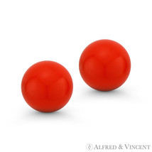 3 to 10mm Orange Coral Ball Studs Pushback Stud Earrings in 14k 14kt Yellow Gold - £26.99 GBP+