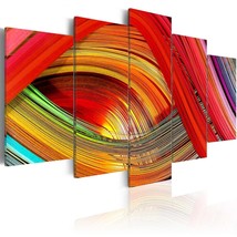 Tiptophomedecor Abstract Canvas Wall Art - Colorful Strips Abstraction - Stretch - £70.81 GBP+