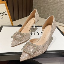 Woman Fashion Shoes Ponted Toe Thin High Heels Crystal Pumps Elegant Style Party - £63.33 GBP