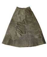 BG Street Suede Leather Maxi Skirt Dark Olive Green Size S Elastic &amp; Bac... - £50.71 GBP