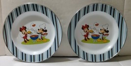 Vintage Mickey Minnie Mouse Summer Fun BBQ Metal Plates 10&quot; Disney Store  - £18.40 GBP
