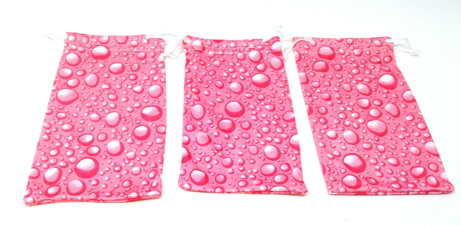 Primary image for 3 PACK PINK WATER BUBBLE SUBLIMATED SUNGLASSES EYEGLASSES CLOTH POUCH BAG CASE