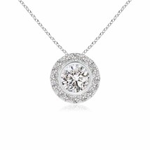 ANGARA Round Diamond Halo Pendant Necklace in 14K Gold (Grade-IJI1I2, 0.51 Ctw) - £928.17 GBP