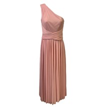 David&#39;s Bridal Dress Ballet Pink Bridesmaid Wedding One Shoulder Lined Pleats 0 - £19.50 GBP