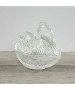 Clear Iridescent Carnival Glass Swan Nesting Bowl - £18.17 GBP