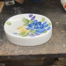 Vintage Hand Painted Floral Ceramic Soap Dish - £11.93 GBP