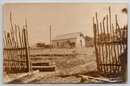 RPPC Old Church Abandoned Odd Tree Branch Fence Real Photo Postcard T27 - £9.39 GBP