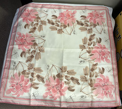 VTG VERA NEUMANN Square Pink Black White Scarf Japan 25.5 x 26” Floral  Pattern - £11.86 GBP
