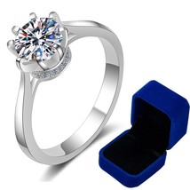 Moissanite Wedding Ring 1ct 6.5mm Round Cut Lab Grown Moissanite Engagement Ring - £43.04 GBP